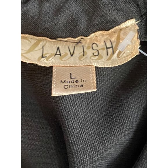 Lavish Black Gold Embellished Neck Women's Size Large Halter Style Flowy Elegant - Picture 7 of 8